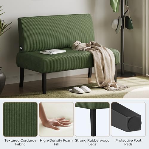 Yaheetech Small Mini Sofa Couch Armless Loveseat Futon Corduroy Beige M329389