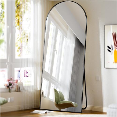 BEAUTYPEAK 65"x24" Arched Full Length Floor Mirror, Black D361