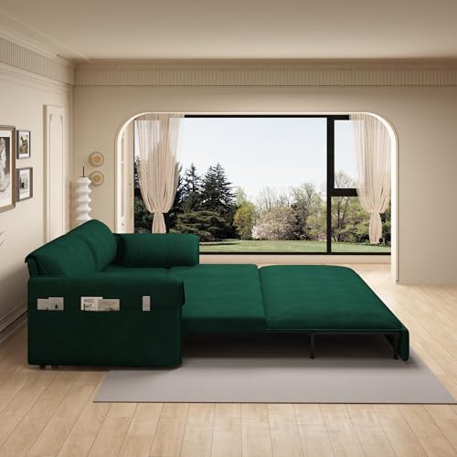 Queen Size Futon Sofa Bed with 2 Pillows, Blue V9731