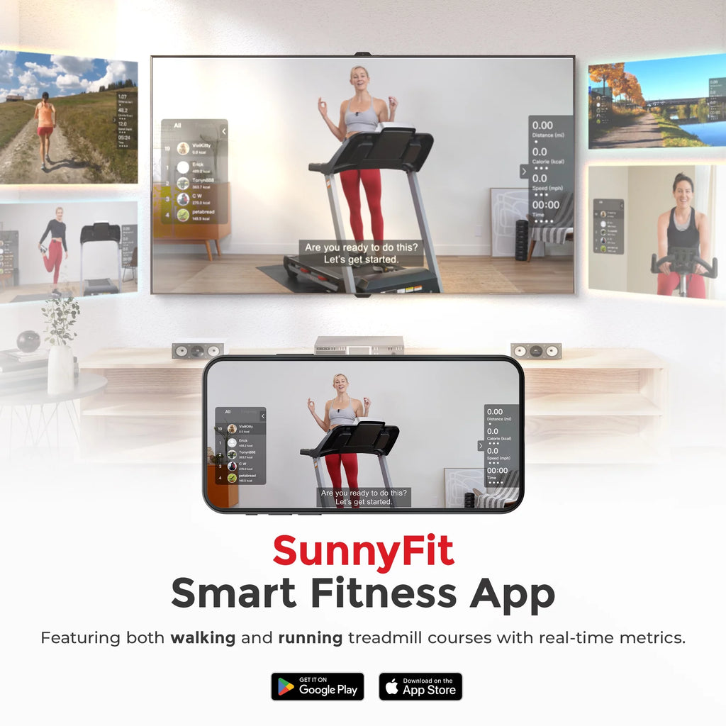 Sunny Health & Fitness Foldable Electric Treadmill with Adjustable Incline W997786