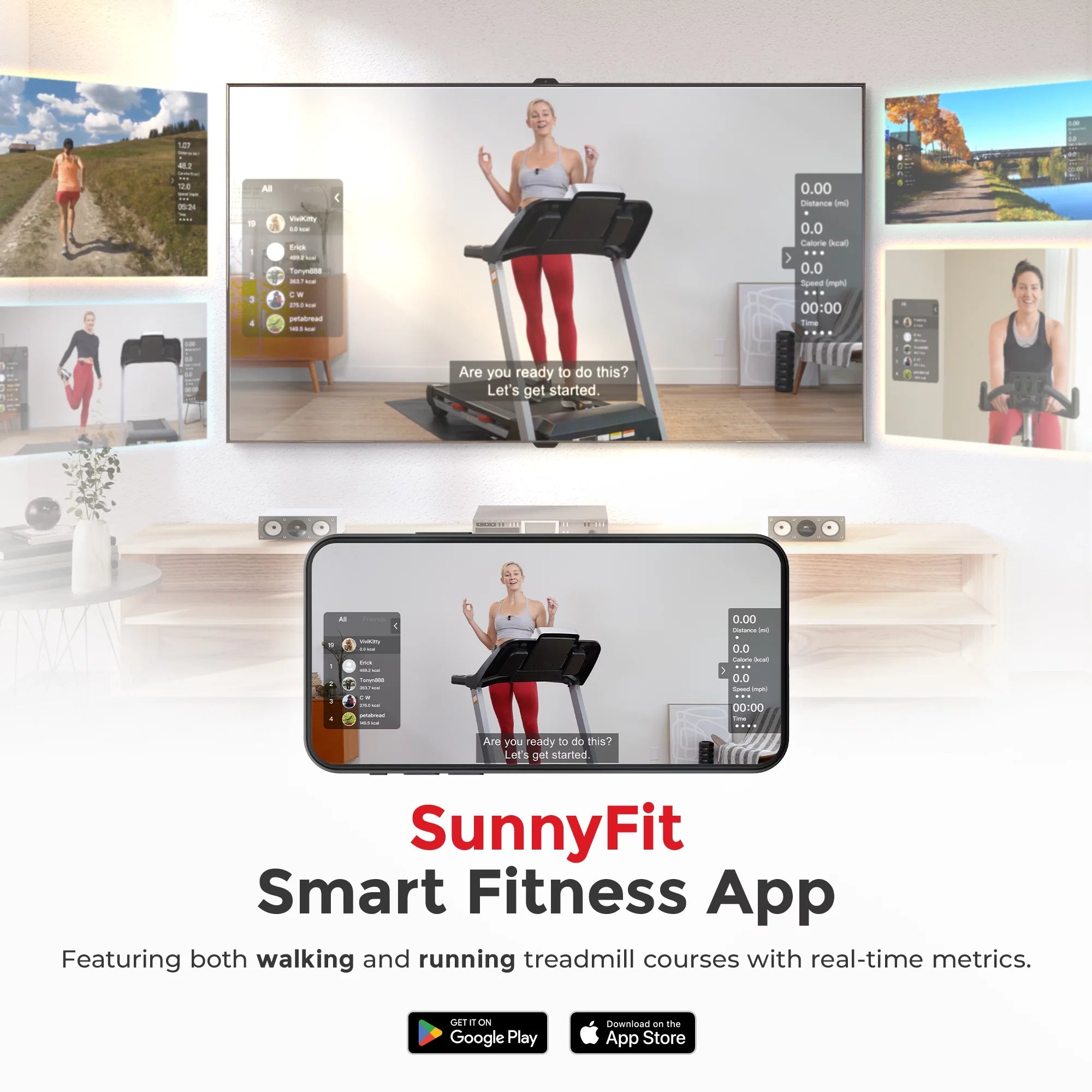 Sunny Health & Fitness Foldable Electric Treadmill with Adjustable Incline W997786