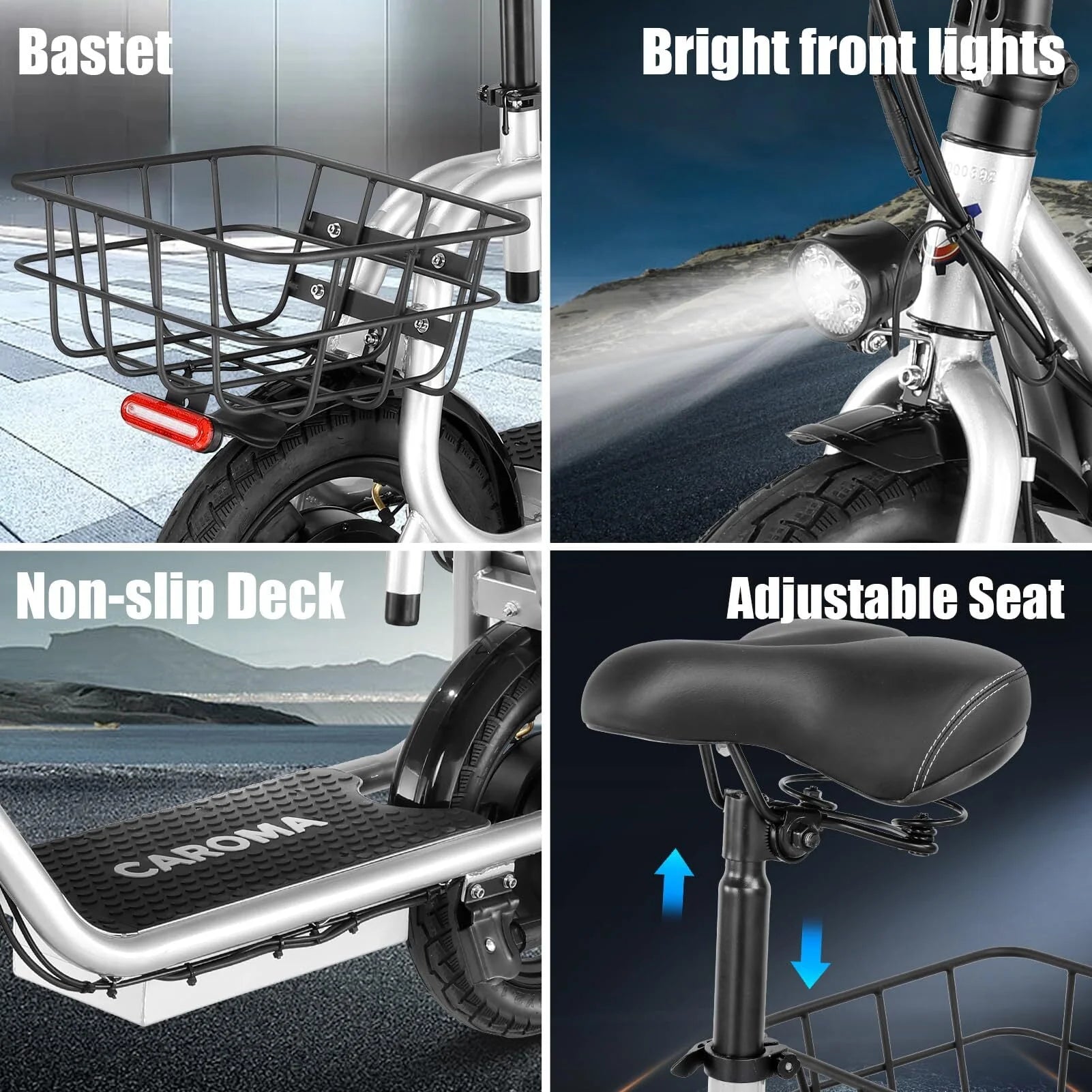 Caroma 500W Electric Scooter with Seat for Adult, 14 inch, 20 MPH F719250