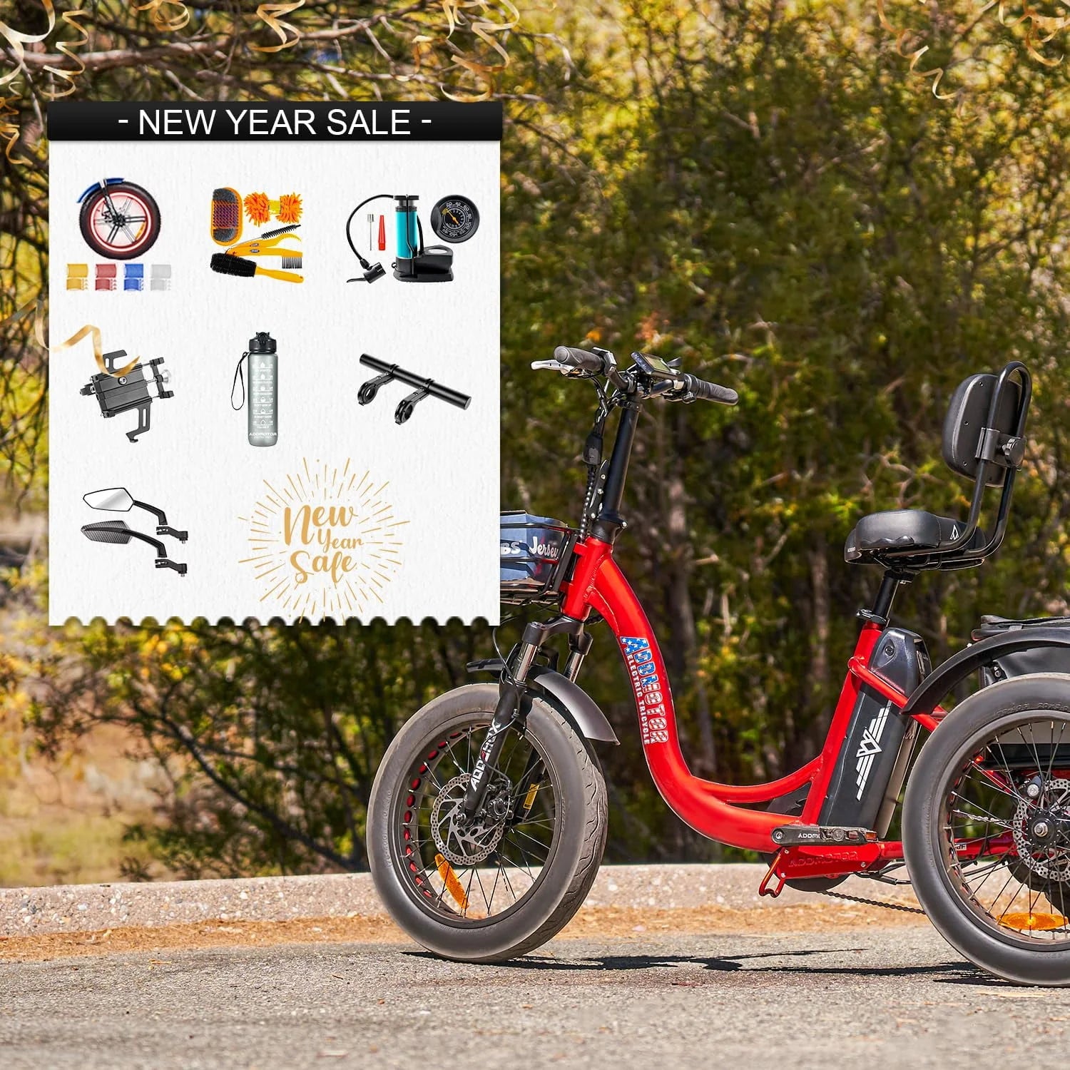 Addmotor M-330II Step-Thru Electric Trike for Adults, Fat Tire, 750W, Black F126087