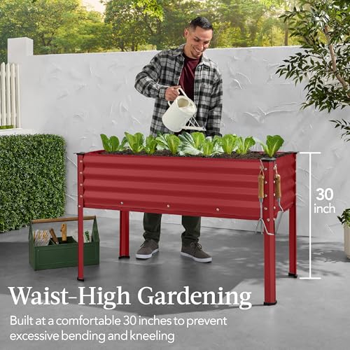 Best Choice Products 48x24x30in Galvanized Raised Garden Bed, Metal Elevated Planter Box, Dark Green S888804