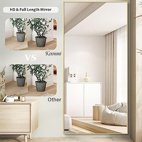 Koonmi Large Full Length Mirror with Stand, Aluminum Alloy Frame, Black G7504
