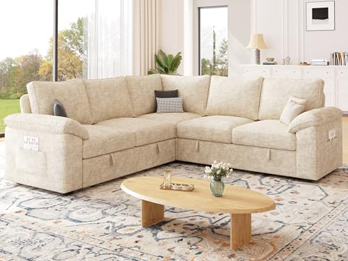 108 Inch U-Shaped Sectional Sleeper Sofa with Pull Out Bed, Dark Grey J60928