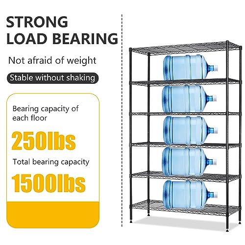 4 Tier NSF Wire Shelving Unit Heavy Duty Steel Storage Rack, Black X19089