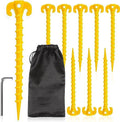 Kotto Large 10 inch Yellow Outdoor Tent Stakes Ultimate Ground Anchor Pegs, 8-Pack Heavy Duty Screw Style Plastic Ground Stakes