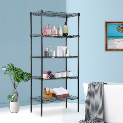 4 Tier NSF Wire Shelving Unit Heavy Duty Steel Storage Rack, Black X19089