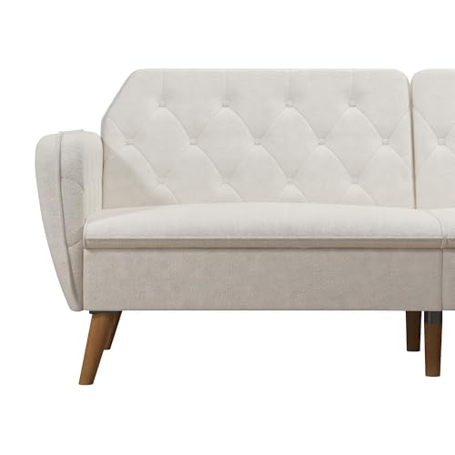 Novogratz Tallulah Memory Foam Futon Convertible Couch, Camel Faux Leather F5939