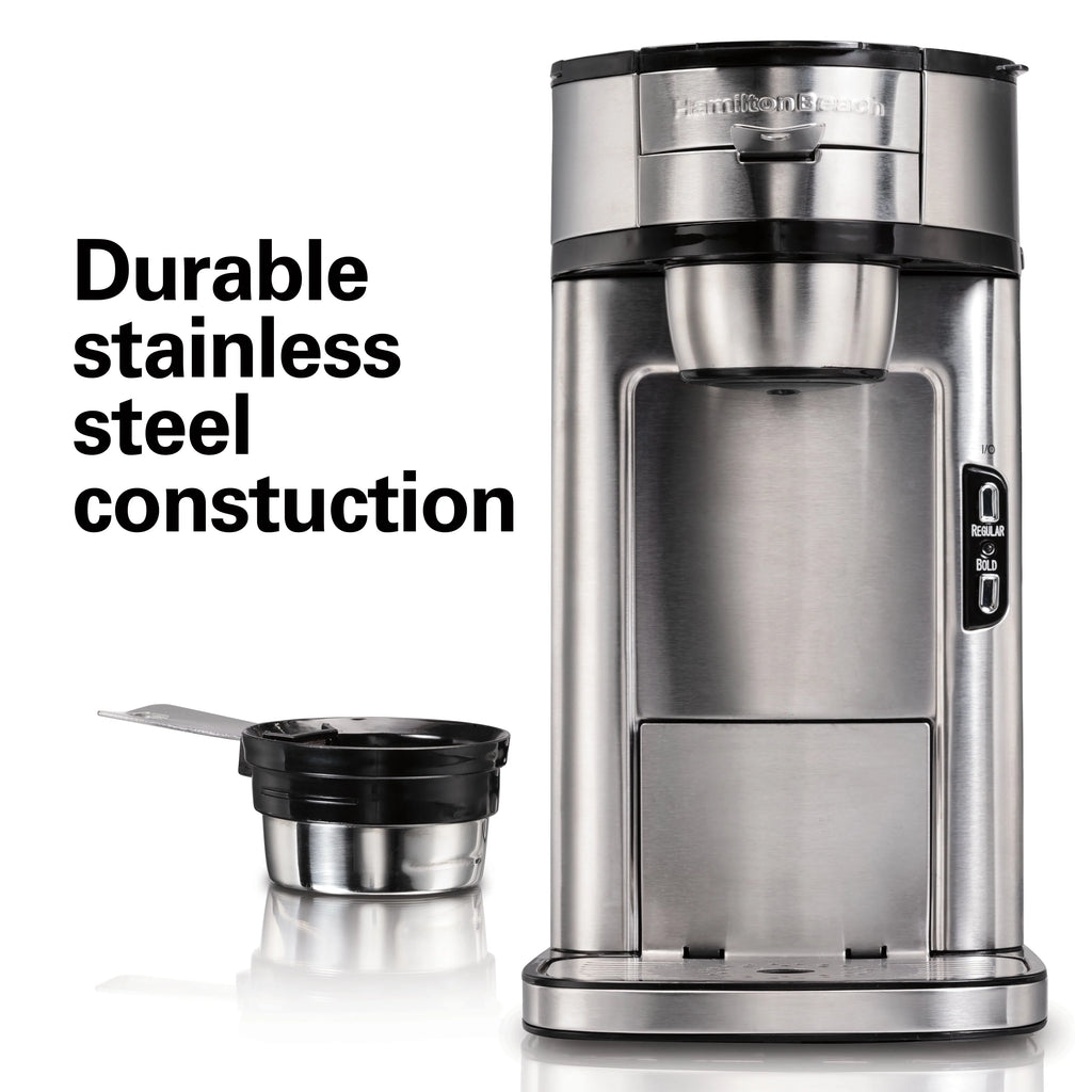 Hamilton Beach The Scoop Single-Serve Coffee Maker, 14 oz., Stainless Steel B83985