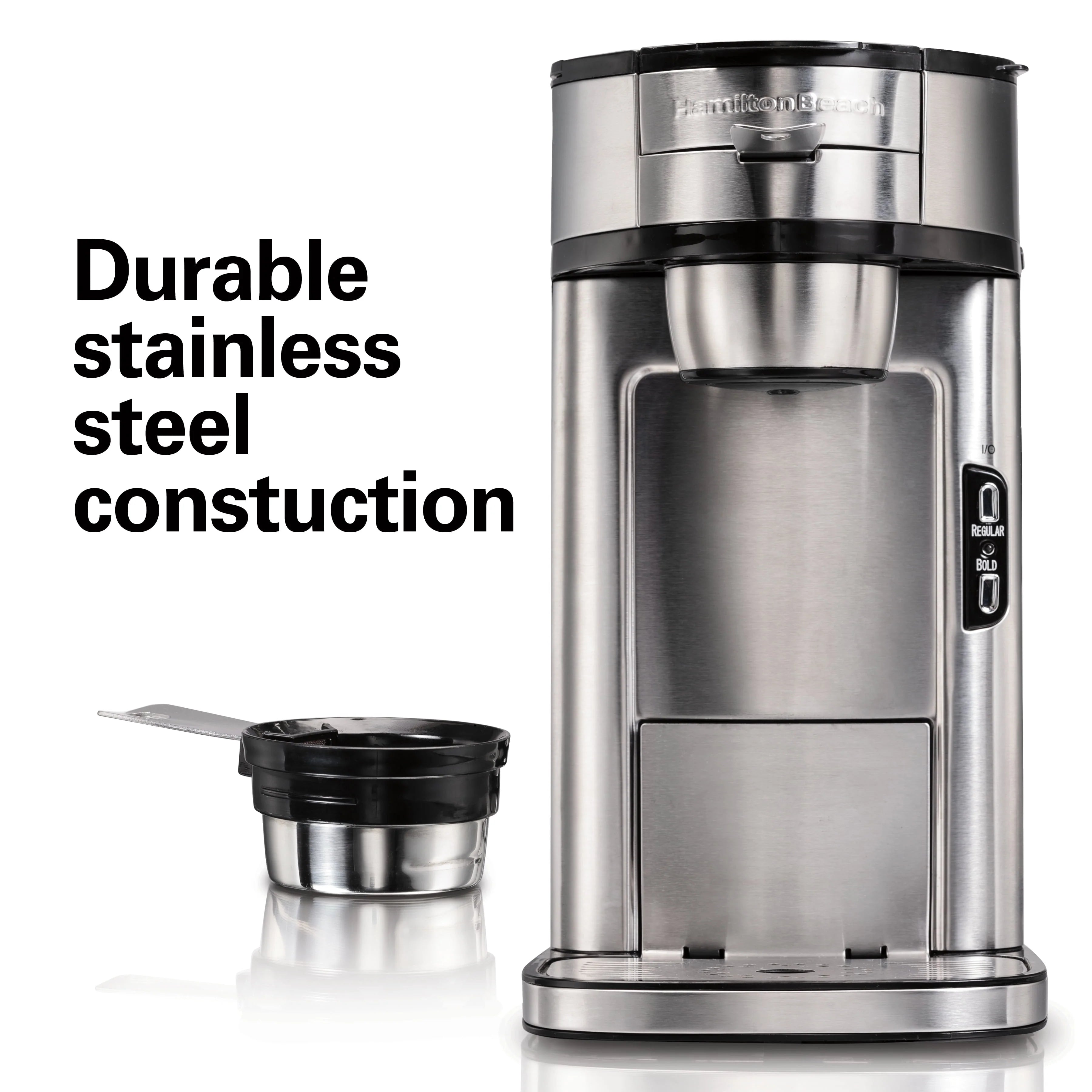 Hamilton Beach The Scoop Single-Serve Coffee Maker, 14 oz., Stainless Steel B83985