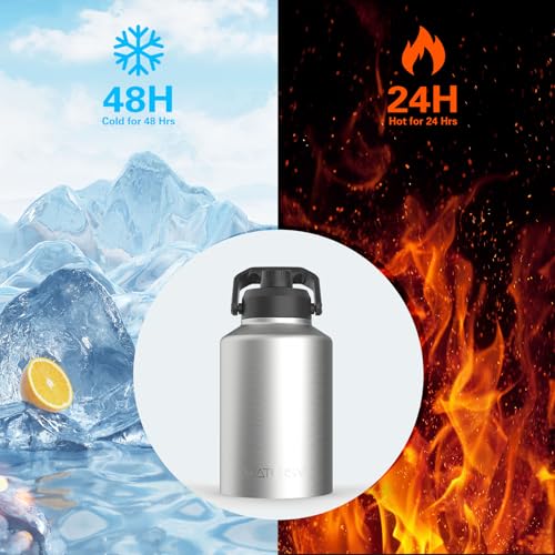 128oz Insulated Stainless Steel Water Bottle with Handle, Black W803