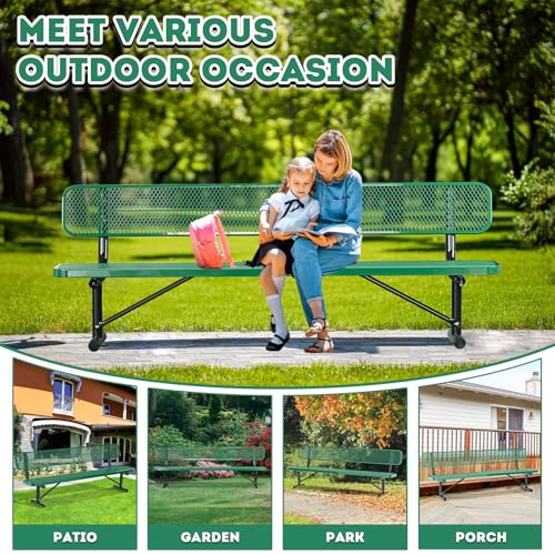 Heavy Duty Outdoor Metal Park Bench with Backrest for Garden Patio Yard K713