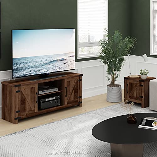 Furinno JAYA Large Entertainment Stand for TV Up to 55 Inch, French Oak Grey/Black V100781