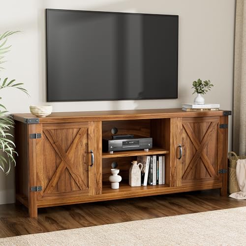 YESHOMY Modern Farmhouse TV Stand for TVs up to 65 Inch, Gray Wash O551446
