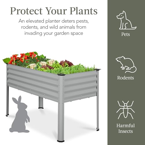 Best Choice Products 48x24x30in Galvanized Raised Garden Bed, Metal Elevated Planter Box, Dark Green S888804