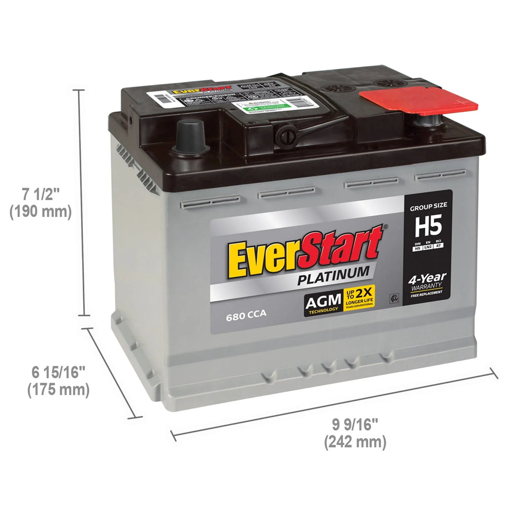 EverStart Platinum AGM Battery Group Size H5 12V 640 CCA R930548