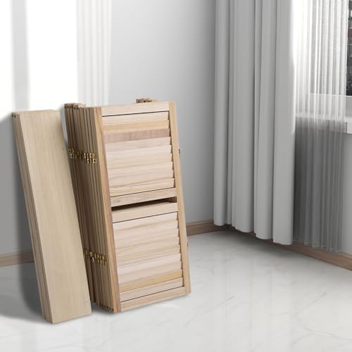 Bonnlo 6 Panel Wood Room Divider with Shelves, 6 FT Folding Privacy Screen T6528