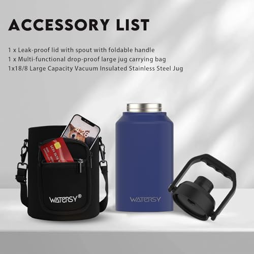 128oz Insulated Stainless Steel Water Bottle with Handle, Black W803