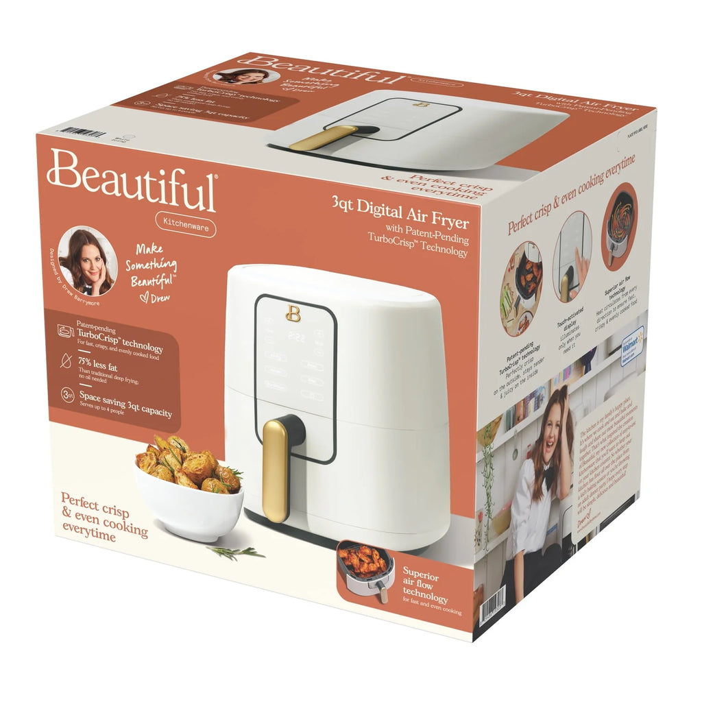 Beautiful 3 Qt Air Fryer with TurboCrisp Technology, White Icing by Drew Barrymore Q720518