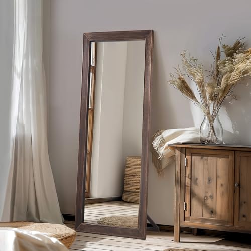 MELOMOIR Rustic Farmhouse Full Length Mirror 64"x21" Wood Frame Floor Mirror U91698