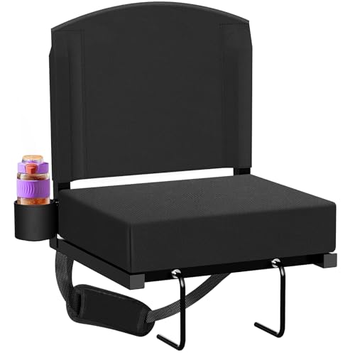 Stadium Seat with Back Support, Portable Bleacher Seat, Black V308