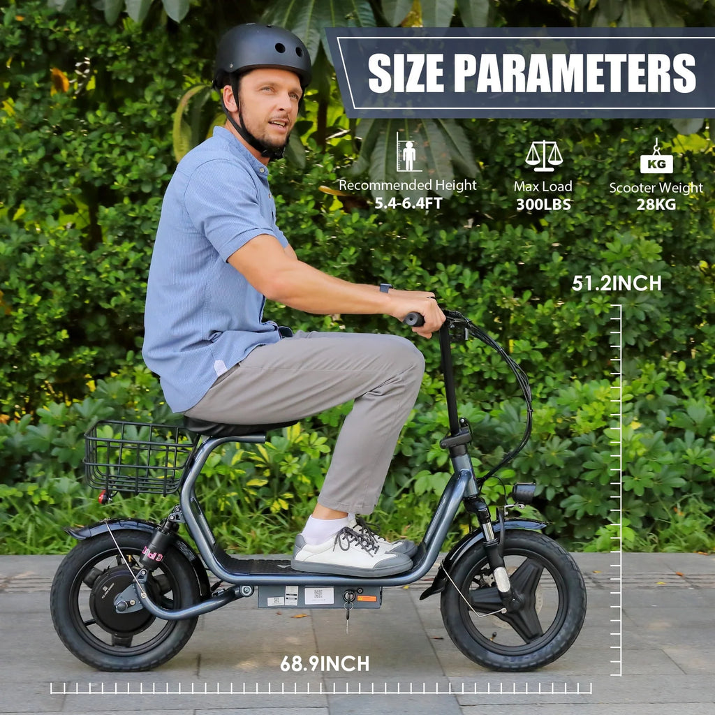 Caroma 500W Electric Scooter with Seat for Adult, 14 inch, 20 MPH F719250