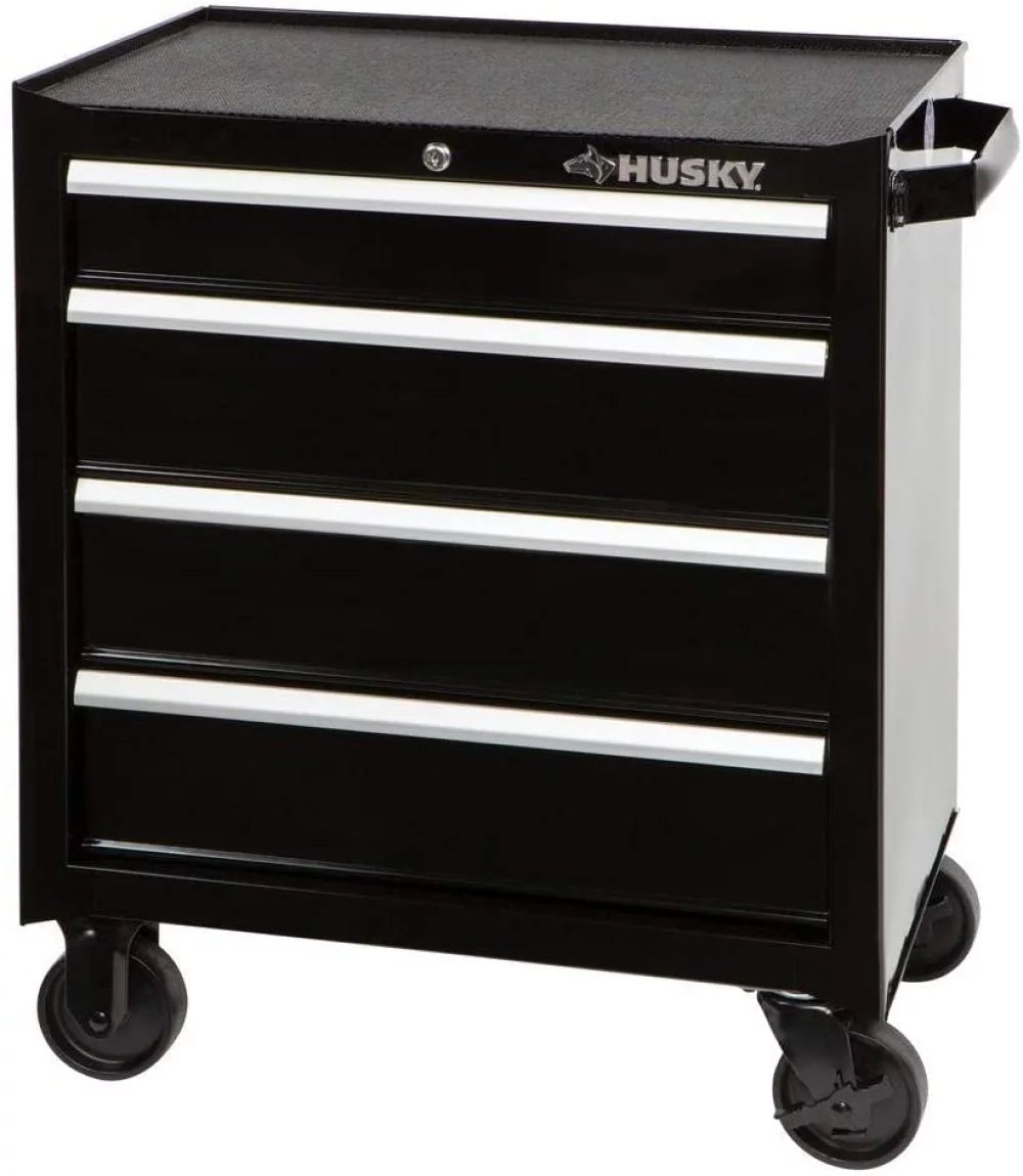 Husky 26 in. W 4-Drawer Rolling Cabinet Tool Box Chest in Gloss Black