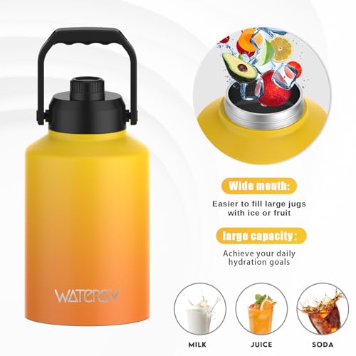 128oz Insulated Stainless Steel Water Bottle with Handle, Black W803
