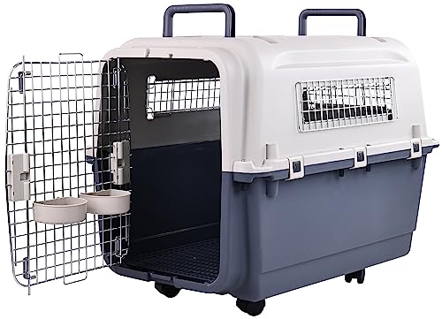 Plastic Dog Crate with Rolling Wheels, Airline Approved, Medium S135464
