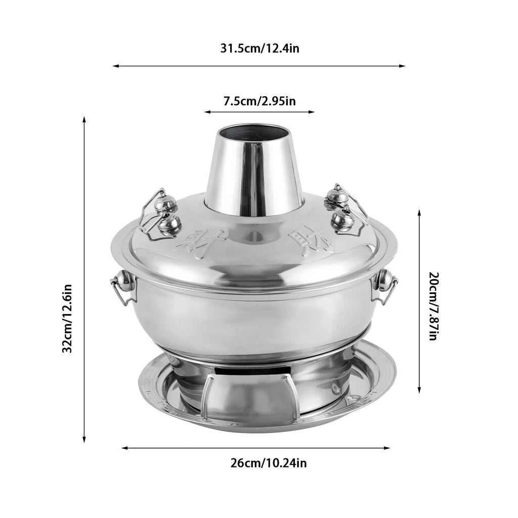 LKS-8380 Chinese Style Stainless Steel Shabu Hot Pot 1.9QT A669437