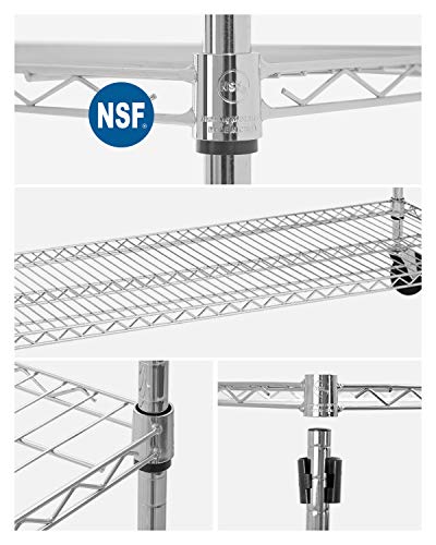 4 Tier NSF Wire Shelving Unit Heavy Duty Steel Storage Rack, Black X19089