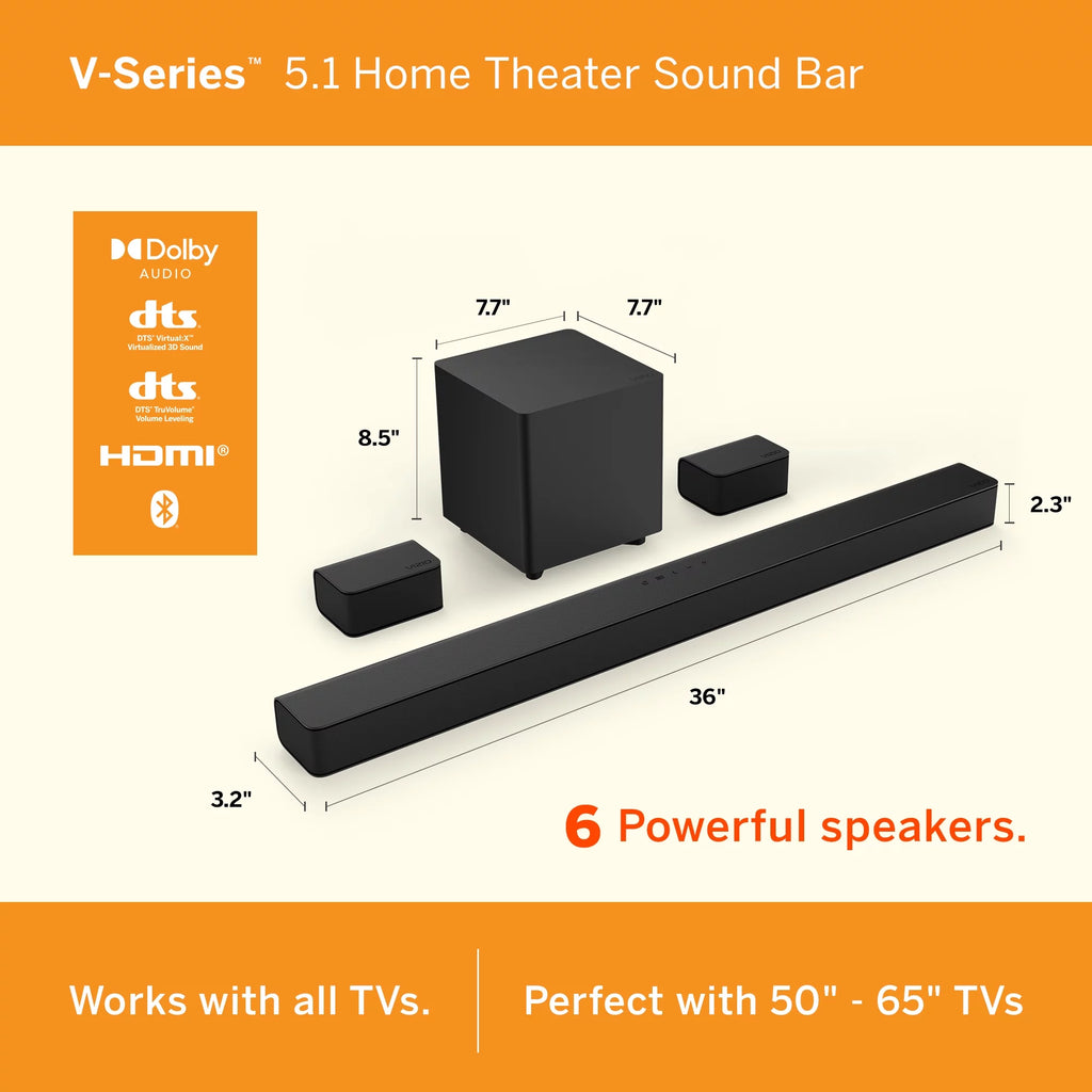 VIZIO V-Series 5.1 Sound Bar with DTS Virtual:X and Bluetooth B79742