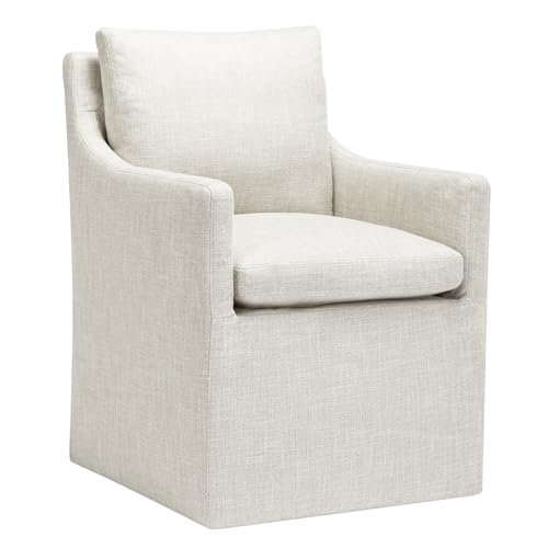 DUHOME Upholstered Dining Chair with 4 Casters, Linen Accent Armchair X915216