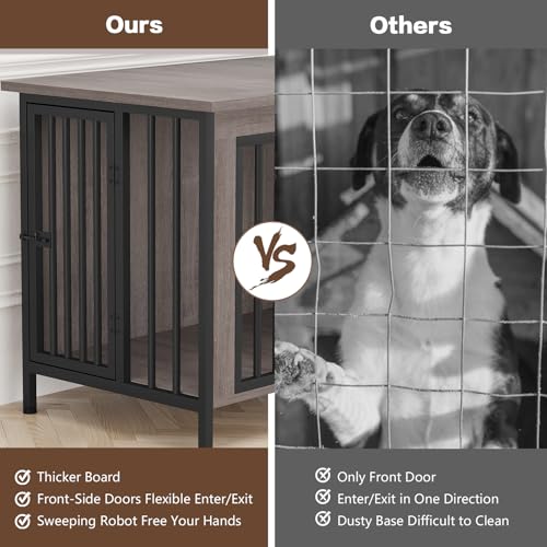 EasyCom XL Wooden Dog Crate Furniture for Medium and Large Breeds, 2 Doors A673