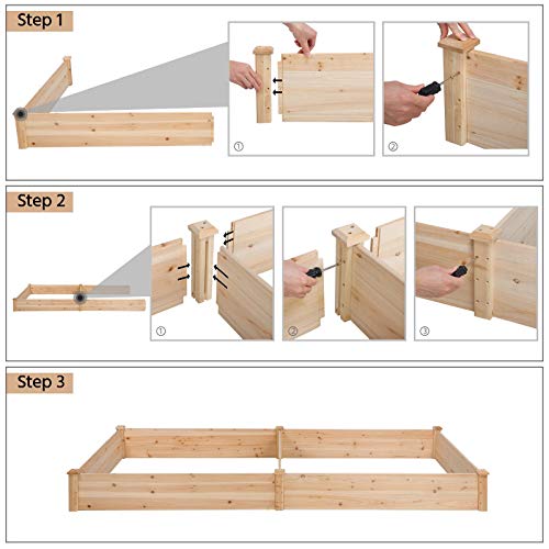 Yaheetech 8×2ft Wooden Raised Garden Bed for Flowers Vegetables Herbs Outdoor E283112