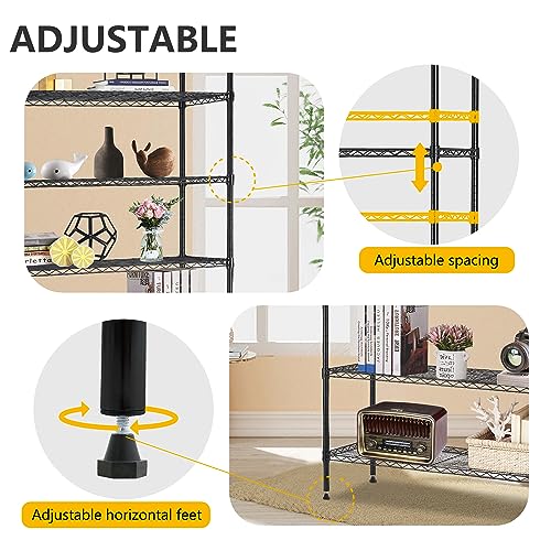 4 Tier NSF Wire Shelving Unit Heavy Duty Steel Storage Rack, Black X19089