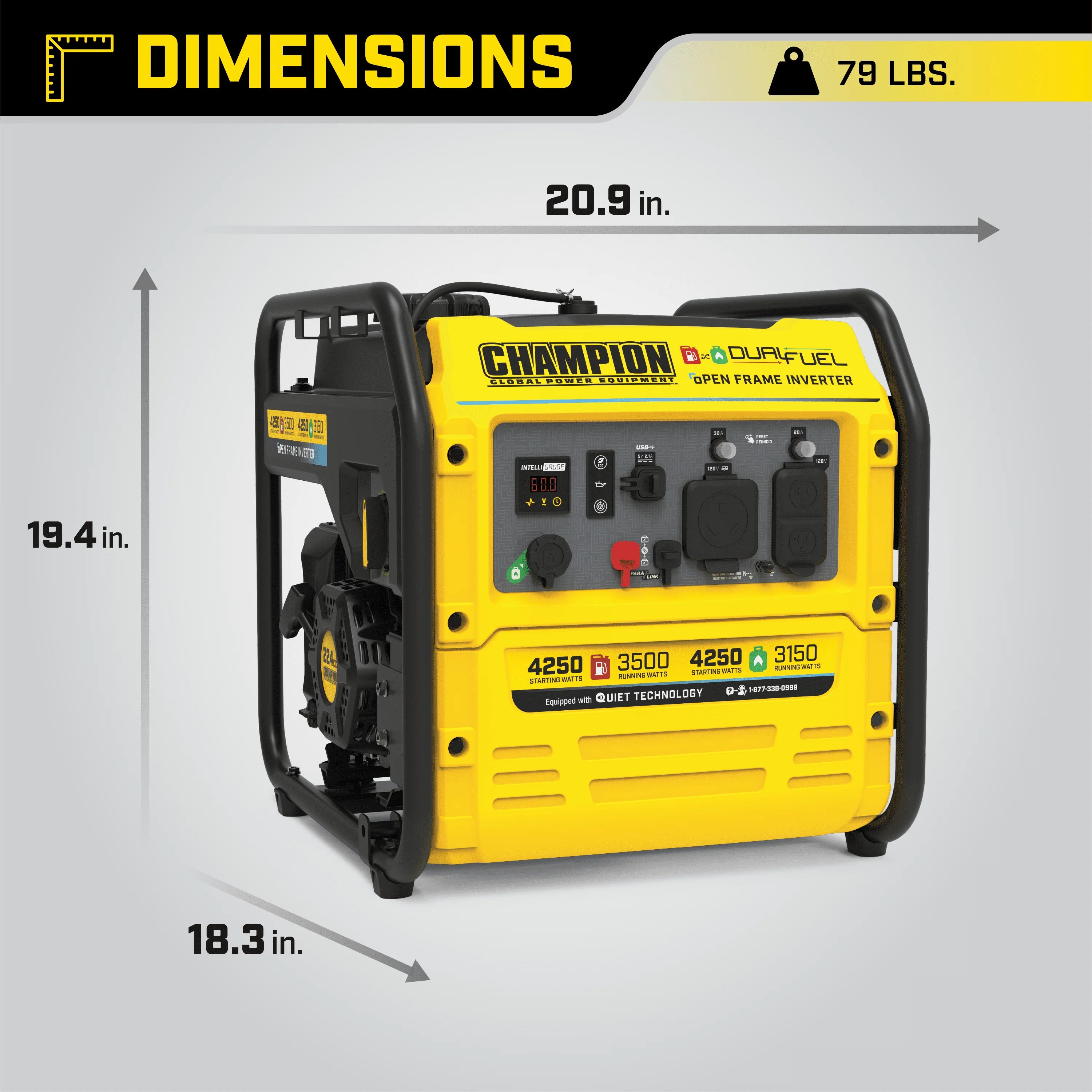 Champion Power Equipment 4250-Watt Dual Fuel Inverter Generator O22925