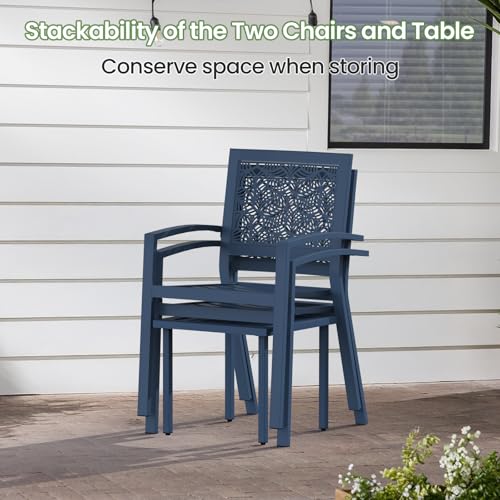 Peacock Blue Outdoor Bistro Set for 2 with Coffee Table R445