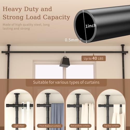 Adjustable No Drilling Room Divider Curtain Rod, Heavy Duty Metal Tension Wall Partition V7920