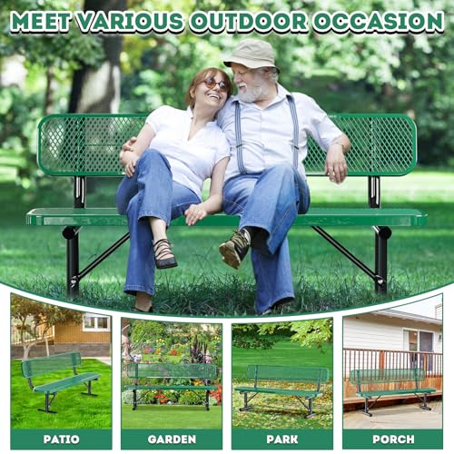 Heavy Duty Outdoor Metal Park Bench with Backrest for Garden Patio Yard K713