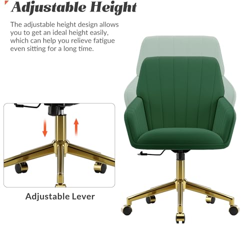 Velvet Home Office Chair with Gold Base, Swivel Desk Chair with Wheels (Cream) Z435471