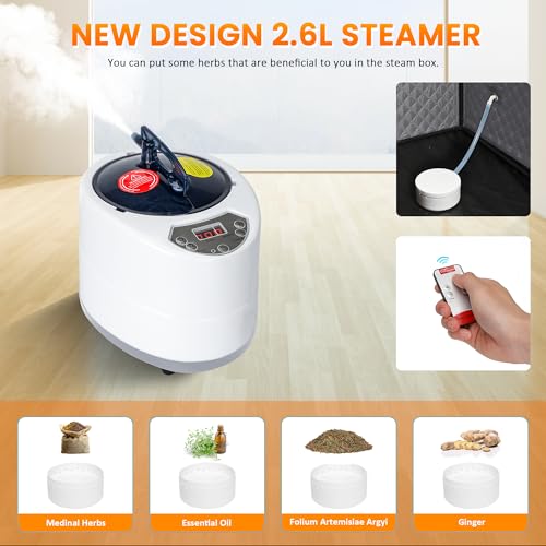 MIXC Portable Steam Sauna Box with Remote Control and Folding Chair A988