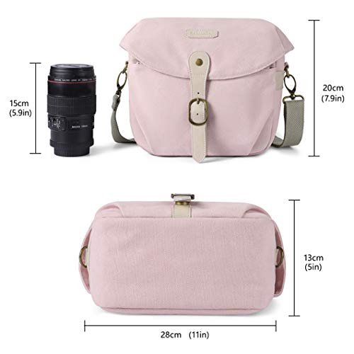 BAGSMART Canvas Crossbody Camera Bag with Rain Cover, Khaki U43920