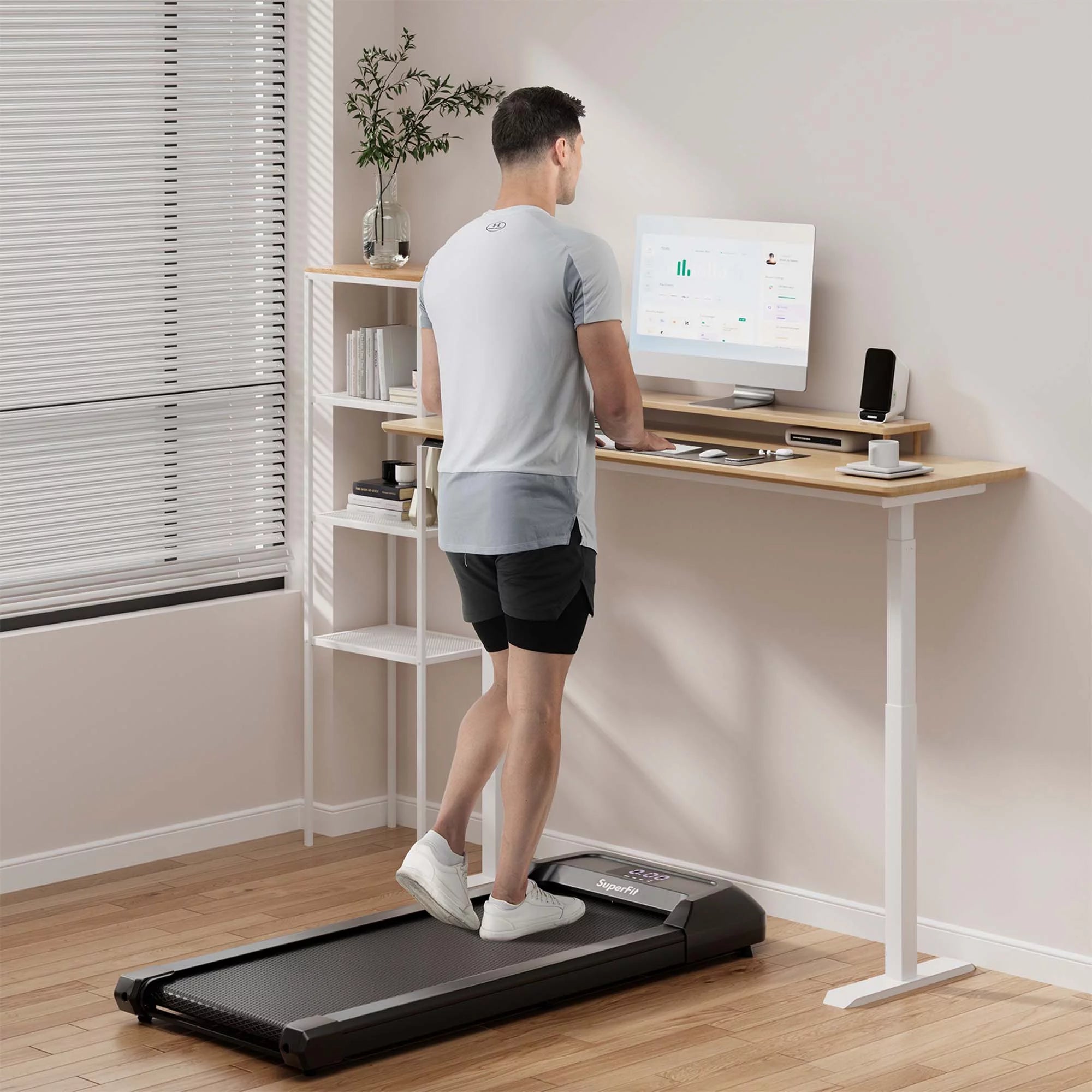 SuperFit Walking Pad Under Desk Treadmill with Remote Control, Black G33180