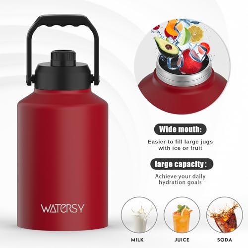 128oz Insulated Stainless Steel Water Bottle with Handle, Black W803