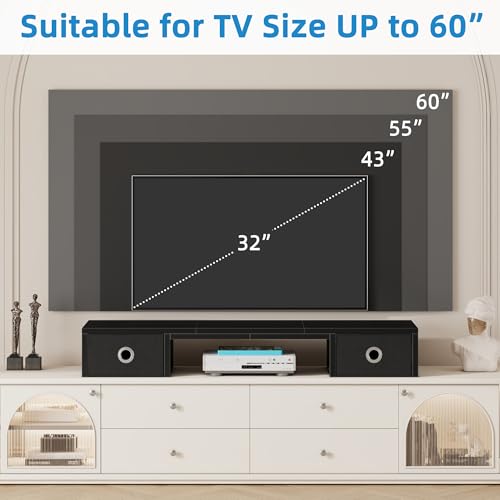TV Riser with Fabric Drawers for 32-60 inch TV, Rustic Brown G130187
