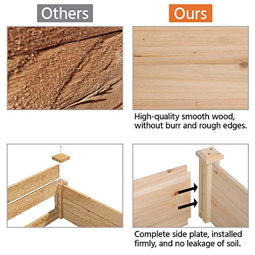 Yaheetech 8×2ft Wooden Raised Garden Bed for Flowers Vegetables Herbs Outdoor E283112