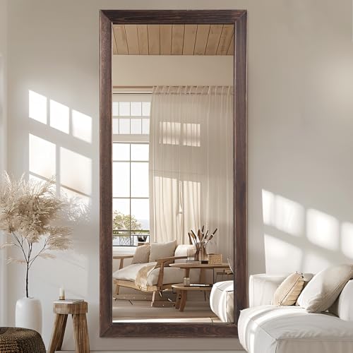 MELOMOIR Rustic Farmhouse Full Length Mirror 64"x21" Wood Frame Floor Mirror U91698